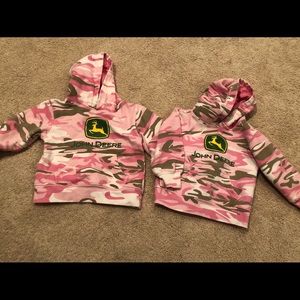 (2) size 24 Month John Deere pink sweatshirts